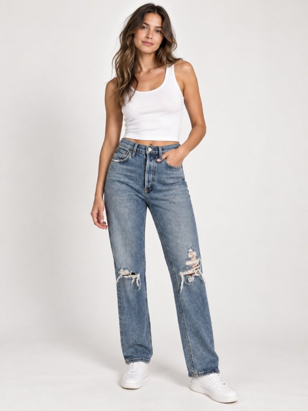 AGOLDE Distressed Straight Leg Jeans
